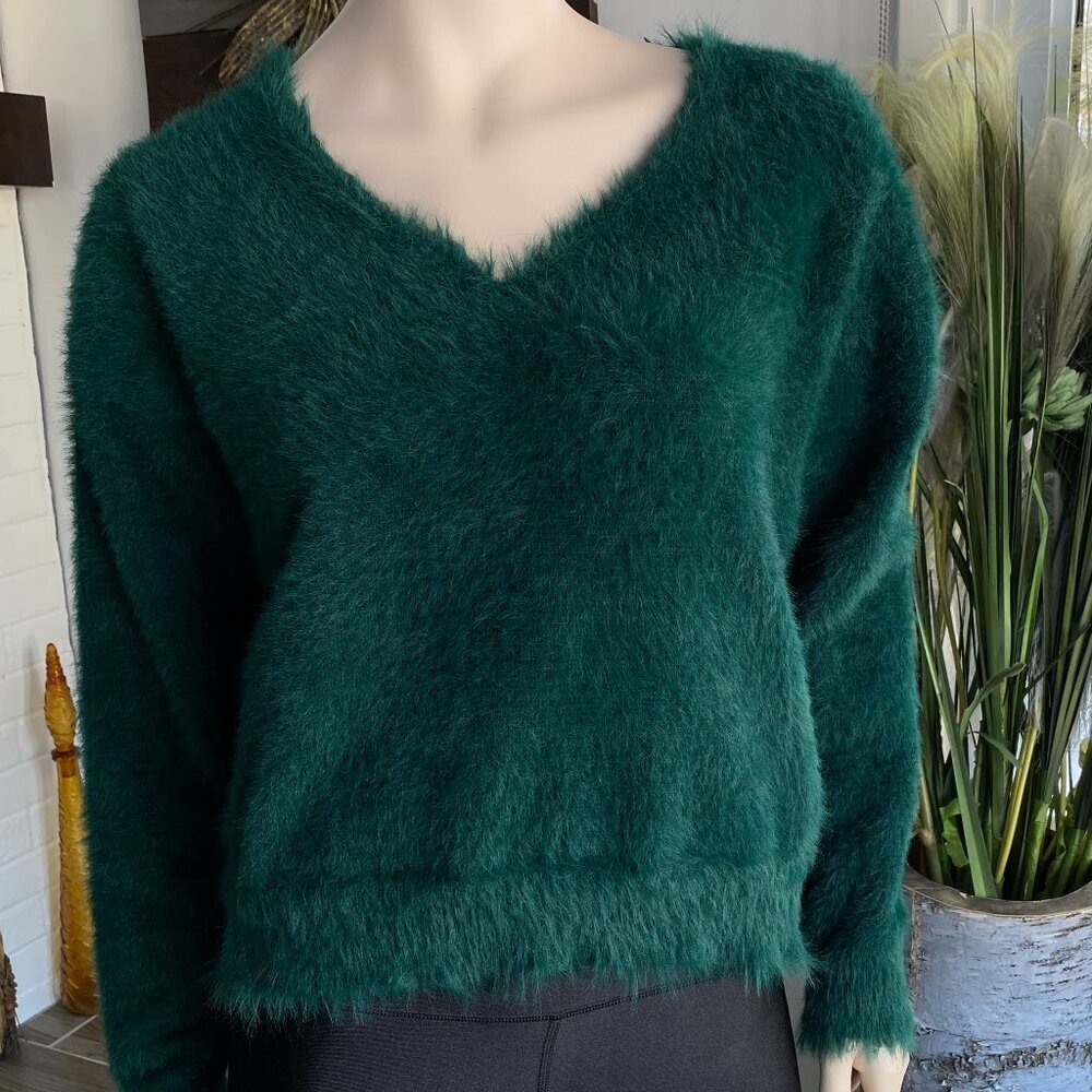 Mango Emerald Green fuzzy Cozy Sweater Sz Med​​